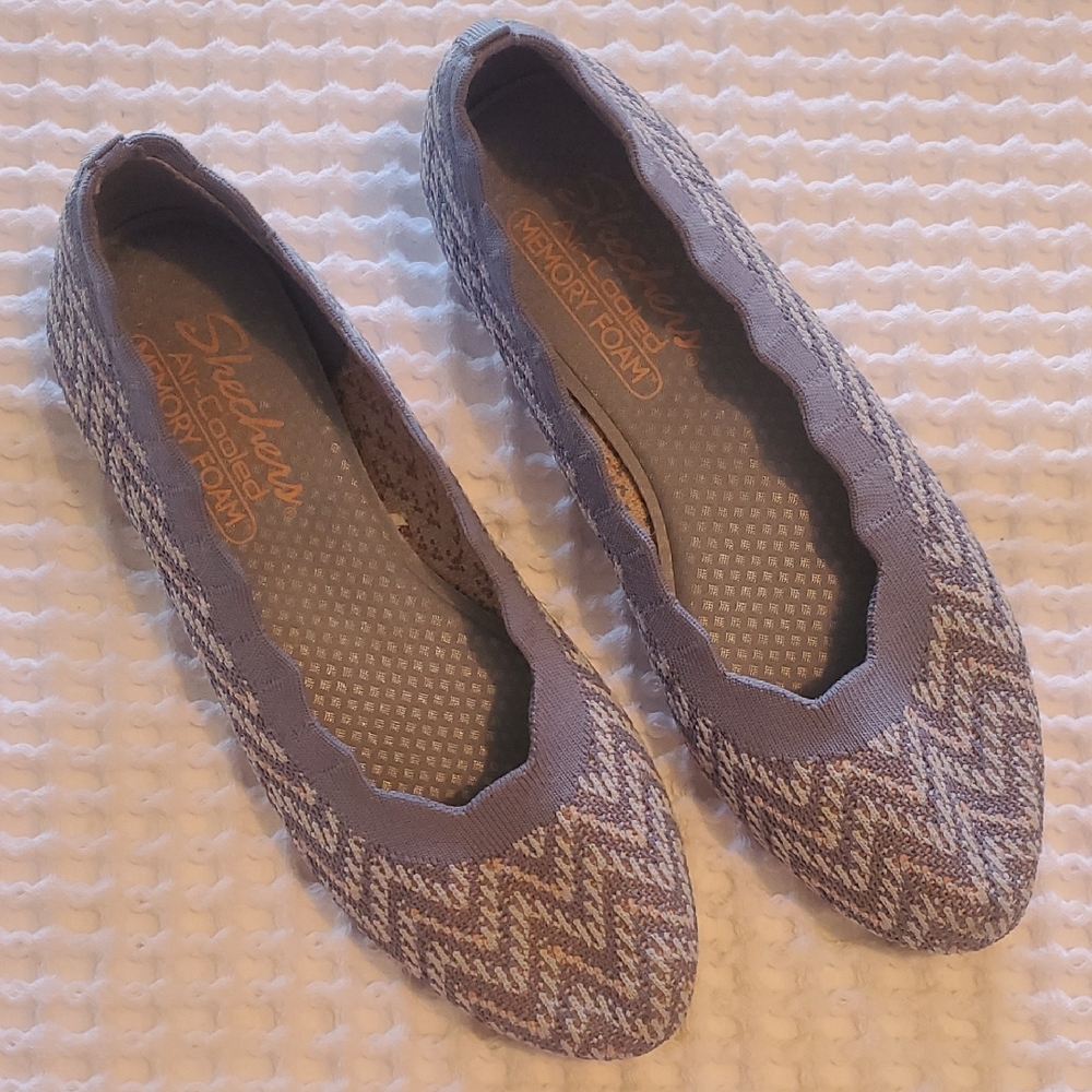 Skechers Blue Woven Flats with Chevron Design